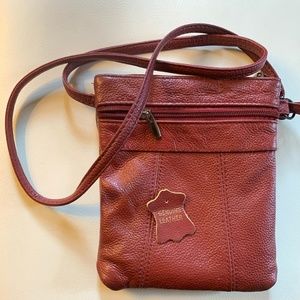 Red Genuine Leather Small Over the Shoulder Bag